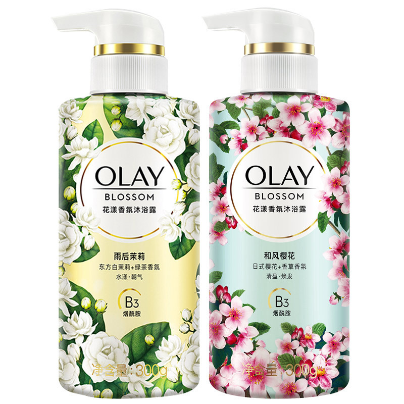 olay玉兰油沐浴露小花瓶花漾香氛沐浴雨后茉莉薰衣草香300ml代发