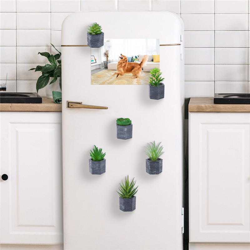 Cross-Border Supply Retro Artificial Succulent Pant Potted Plant with Magnet Can Absorb Refridgerator Magnets Artificial Flower Succulent Micro Landscape