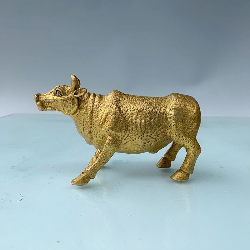 纯铜牛拉车招财旺金进财之宝铜牛拉元宝旺市牛摆件牛拉金车