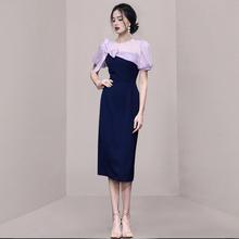 轻熟韩版连衣裙高端通勤女装小众假两件包臀长裙夏2023流行的裙子