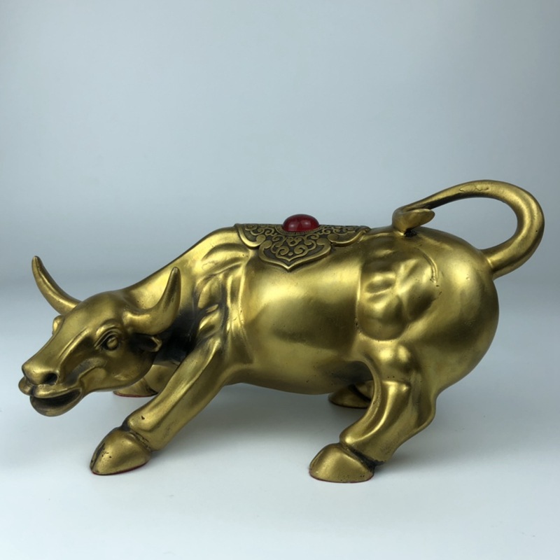 黄铜华尔街牛摆件家居铜牛汽车摆件工艺品车内饰品牛摆件一件代发