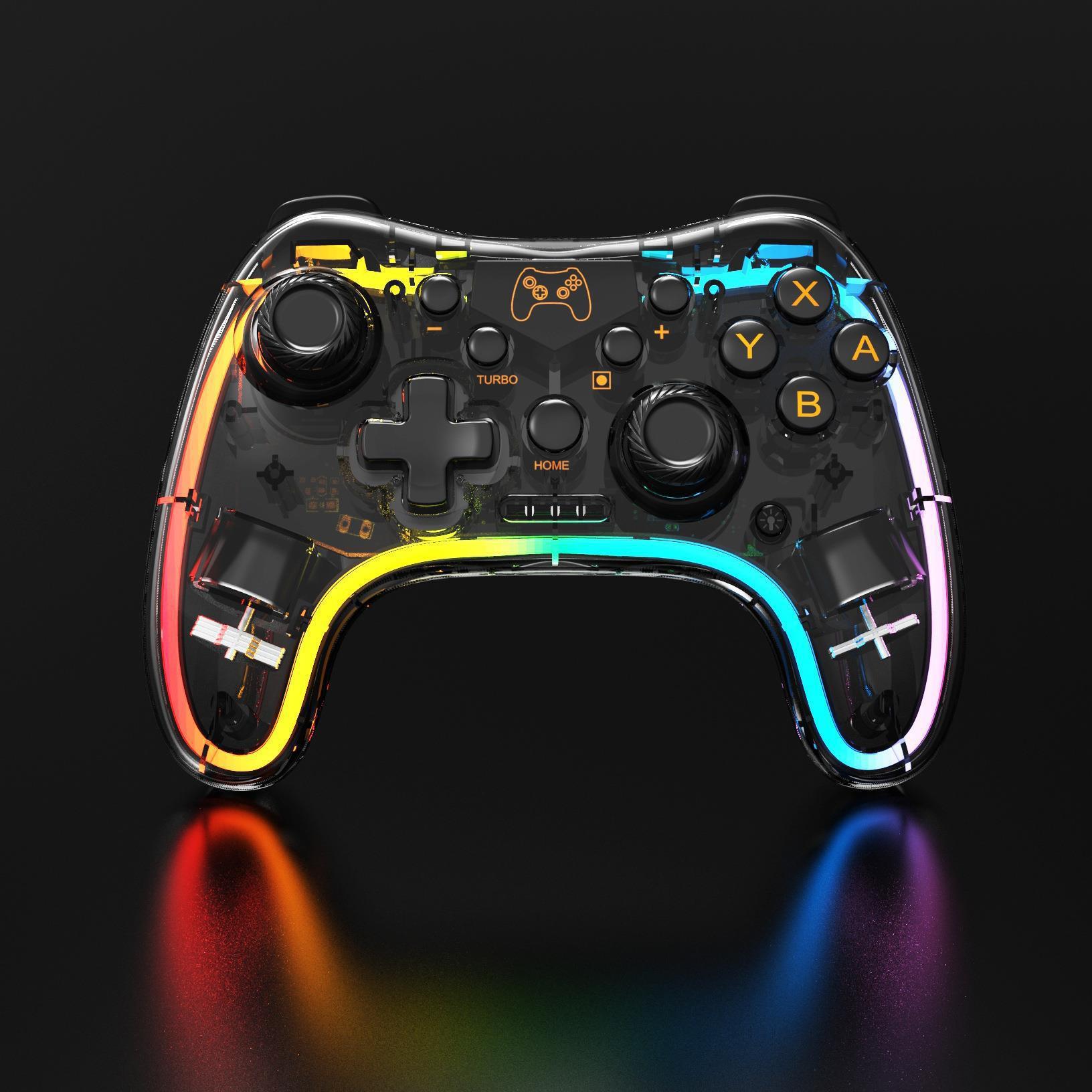 switchrro无线手柄水晶rgb炫彩光蓝牙 电脑 pc 手机 机顶盒手游游