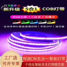 COB灯带12V24V酒吧氛围RGBW四合一灯带RGBCW五合一无光斑自粘灯带