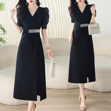 赫本风法式连衣裙女2023夏季新款时尚修身显瘦气质洋气黑色裙子