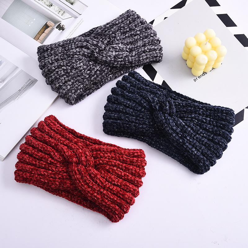 European and American Cross Knitted Hair Band Autumn and Winter Thermal Headgear Face Wash Headband Female Online Influencer Earmuffs Outer Wear Wholesale