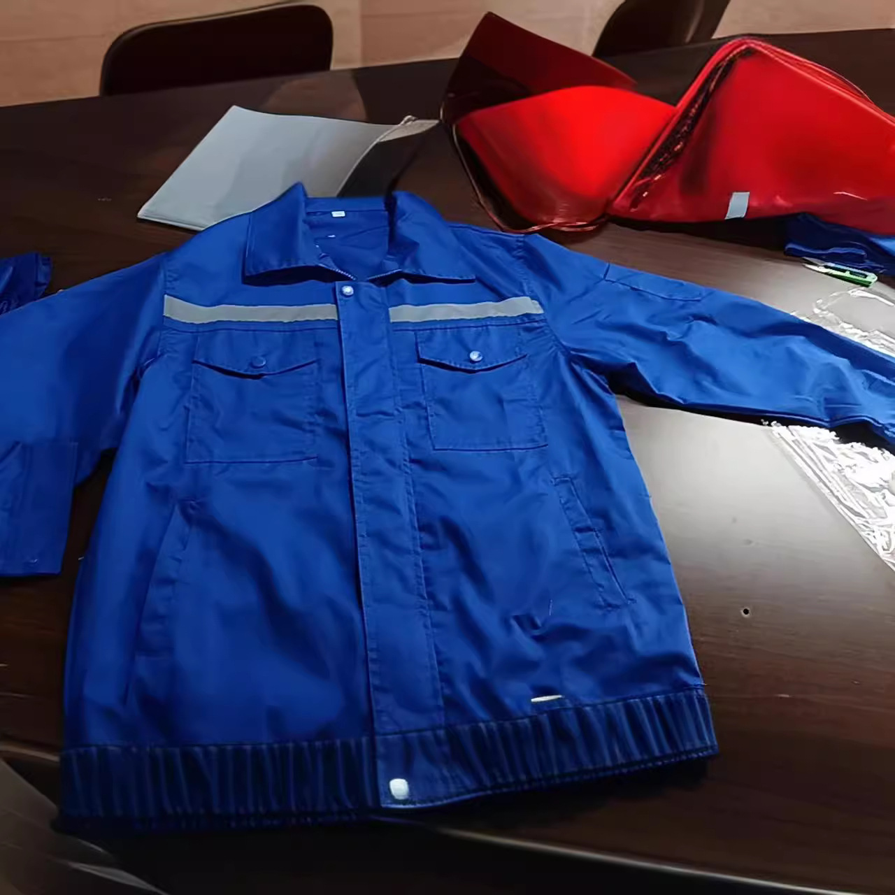 蓝色夏季长袖涤棉劳保工作服套装 男-阿里巴巴