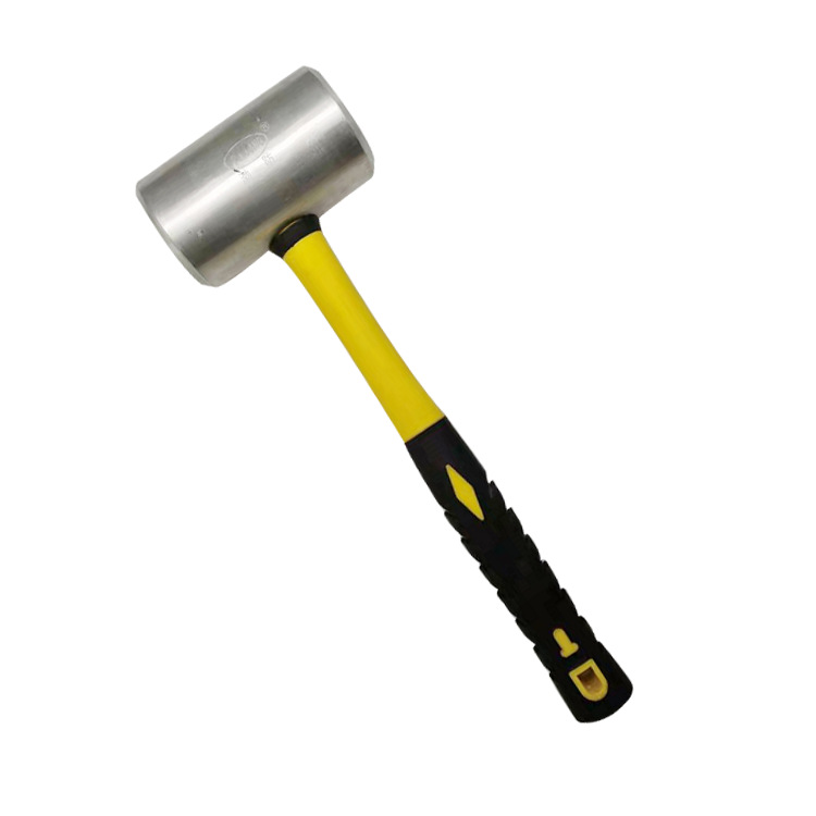 防爆铝锤胶柄铝锤子圆鼓锤圆柱锤木柄实心桶型铝榔头无火花0.5kg