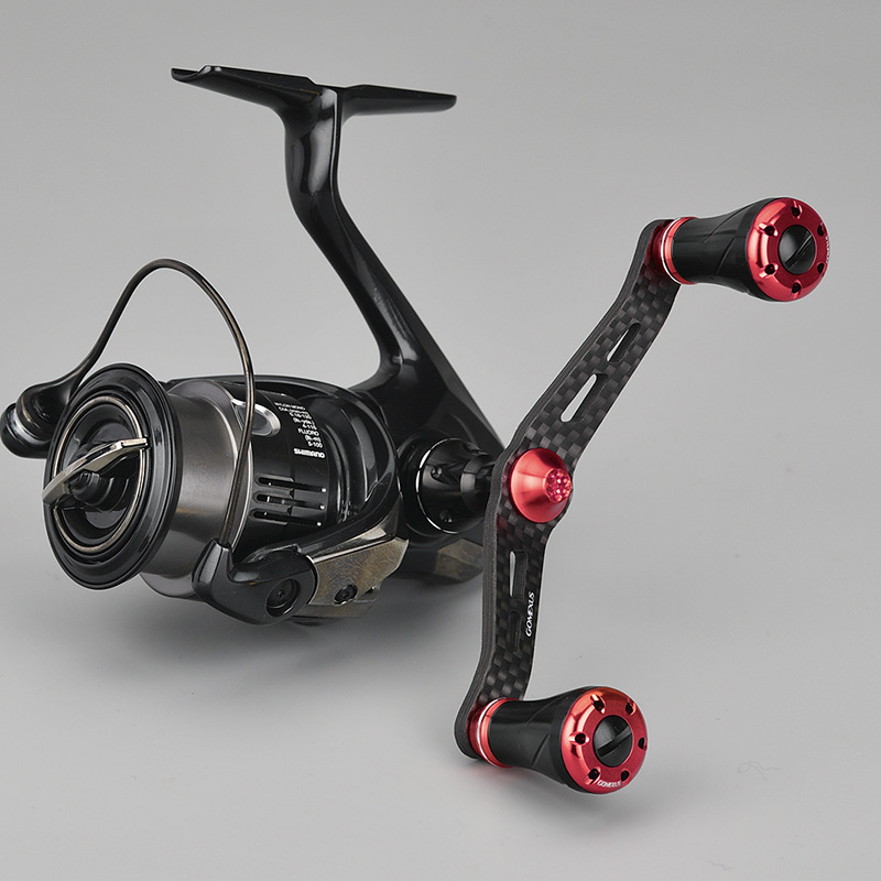 革梦士纺车轮双摇臂轻量型碳纤维材质渔轮diy改装摇柄98mm