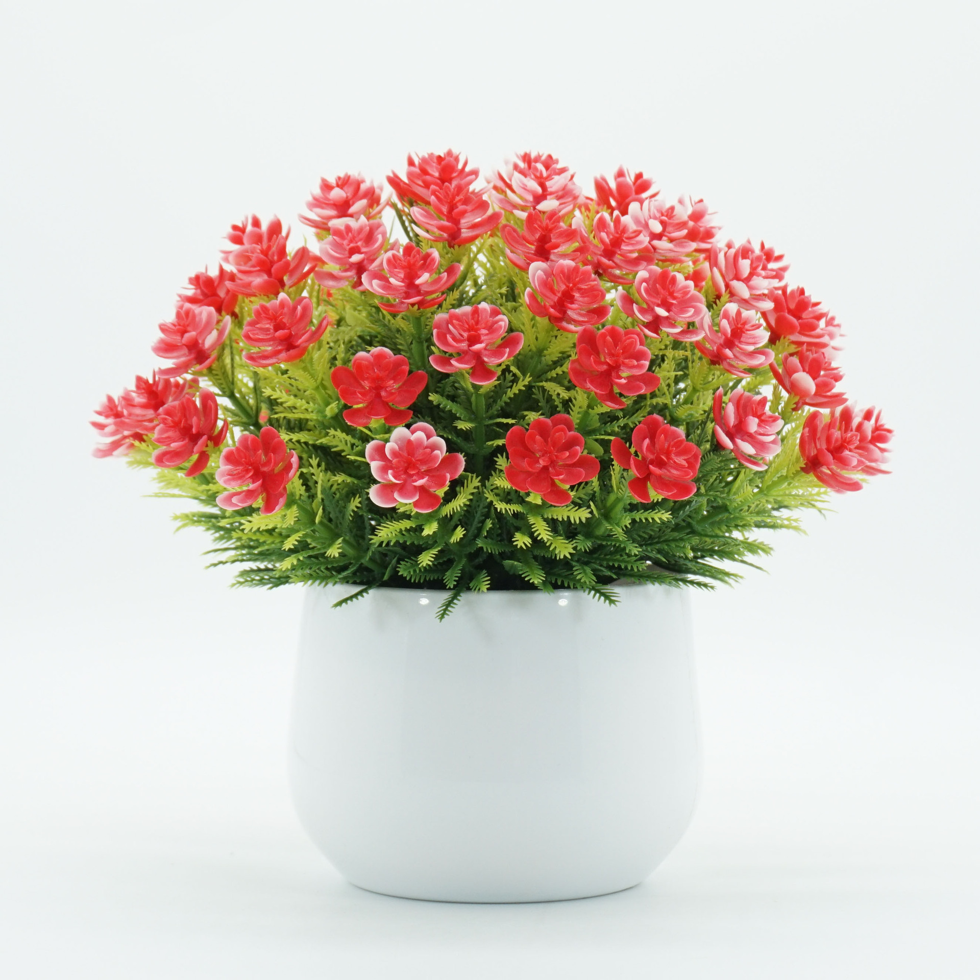 北欧风仿真盆栽红色茶花客厅小摆件餐桌婚庆假花装饰花卉摆设批发