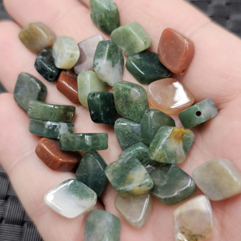 水草玛瑙菱形玉石散珠印度玛瑙手链项链饰品配件珠子玉髓配饰批发