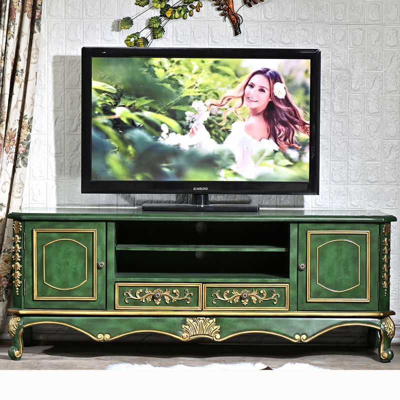瑞诗欧客厅电视柜收纳柜 祖母绿矮地柜 2米 美式田园小户型视听柜
