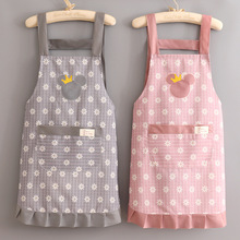 韩版家用做饭厨房公主围裙女帆布透气工作时尚新款围腰上班年轻款