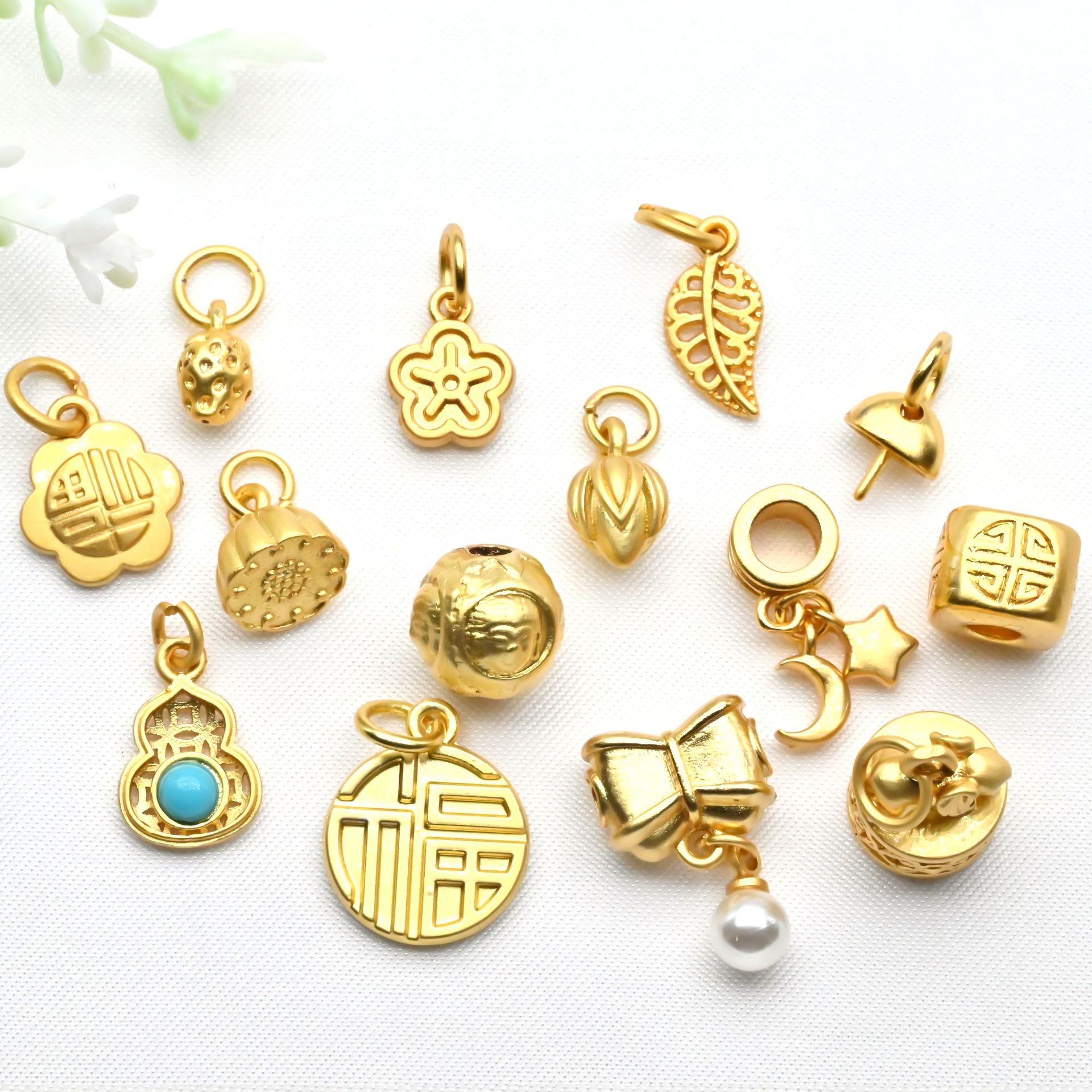 古法金保色莲蓬蝴蝶节吊坠  手工diy 手链项链串珠饰品配件批发