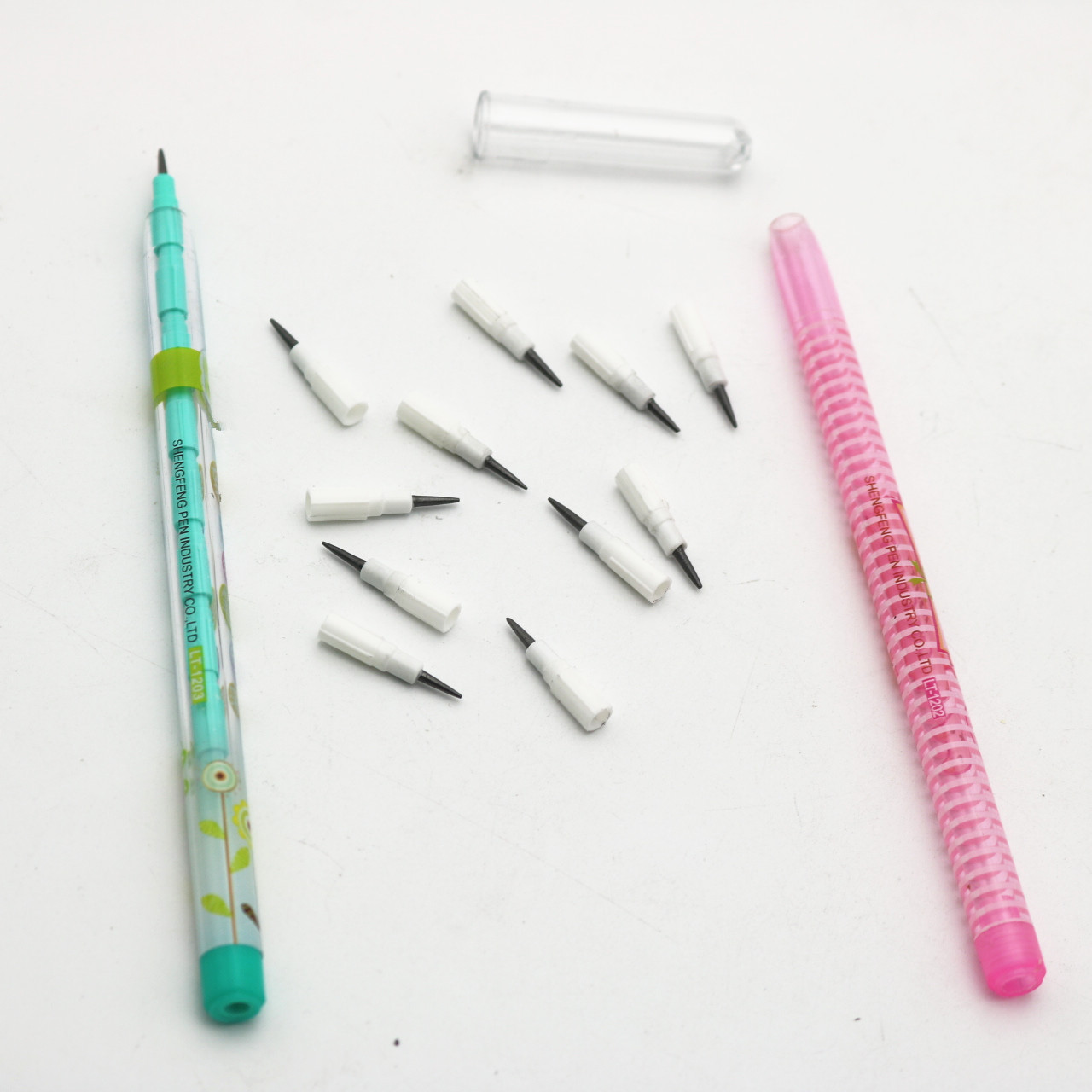 批发多款式卡通多节免削铅笔学生子弹头铅笔换头铅笔蓝图4支袋装