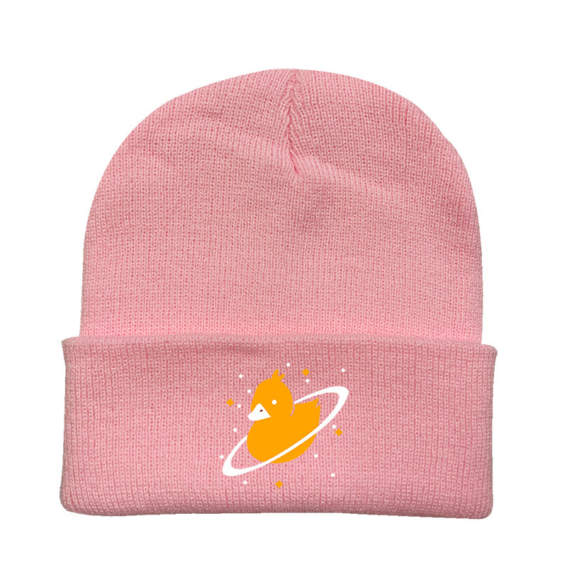 跨境2021秋冬新款腈纶印花针织帽网红博主quackity帽子图案定制