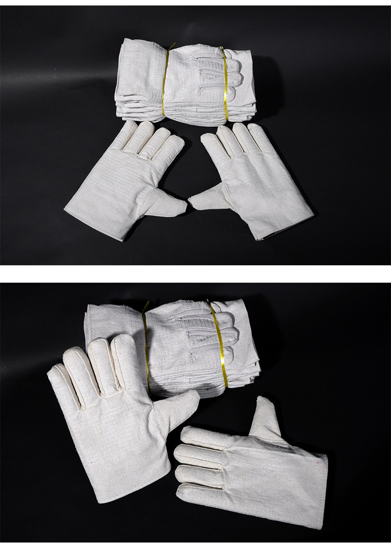 白甲布24线防护耐磨加厚电焊手套 铁路工地作业复合帆布劳保手套