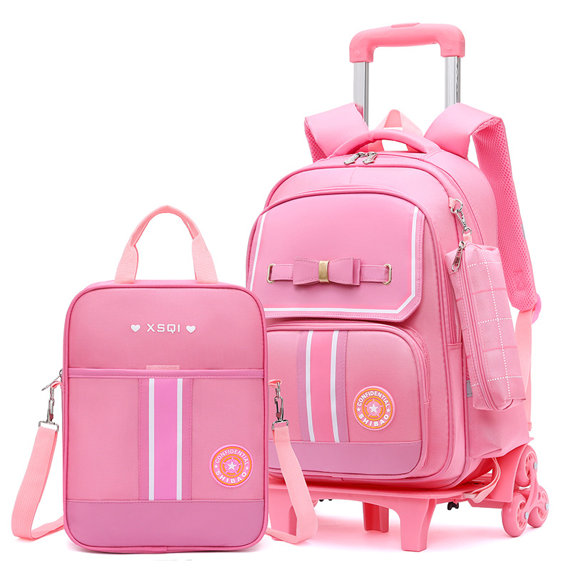 Primary School Student Schoolbag Children Backpack Grade 1-3-6 Boy's and Girl's Schoolbag Burden Reduction Dual-Use Trolley Schoolbag