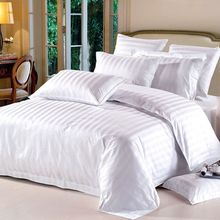 纯白宾馆酒店专用全棉被罩床上用品全棉白色缎条贡缎双面被套