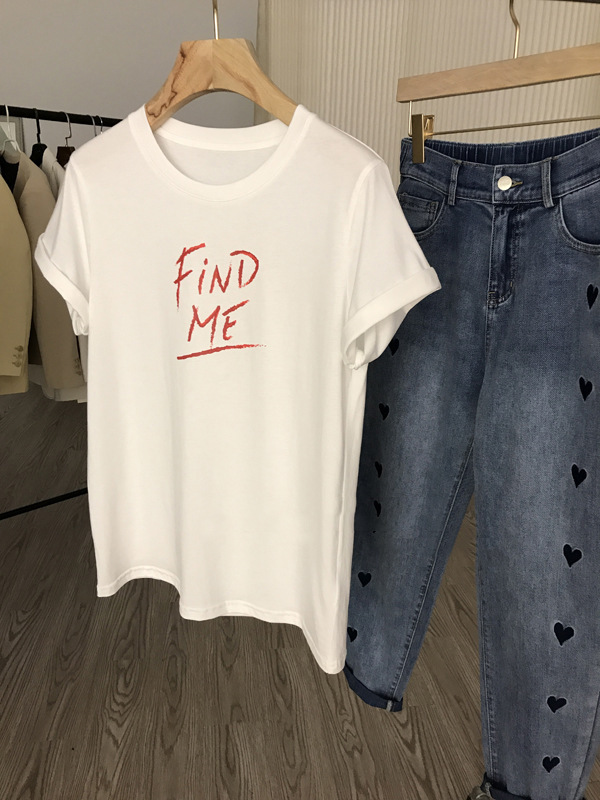 Oh, My God! Treasure Factory Recommended! Very Trendy and Very Stylish ~ Loose Handwritten Letter T-shirt for Women Spring and Summer