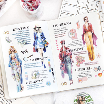 言己和纸胶带 街拍杂志系列 手账素材装饰拼贴打底贴画记事6款