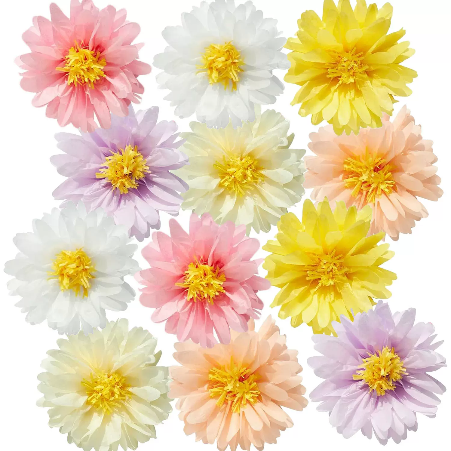 跨境12件套雏菊套装热卖装饰派对生日礼庆道具室内户外花蕊纸花