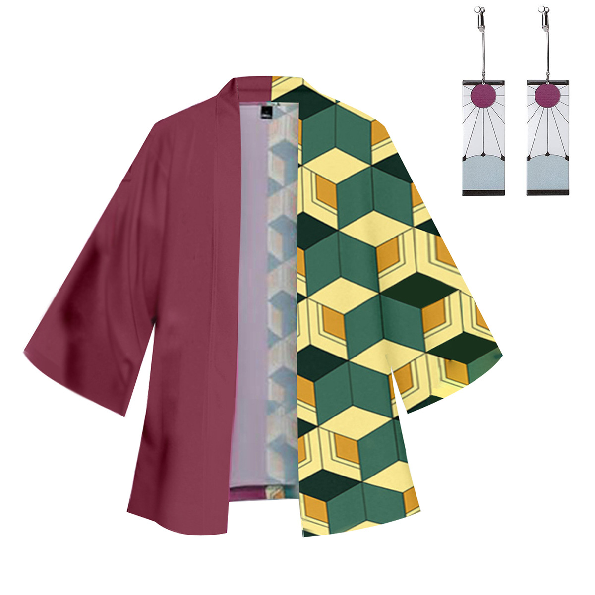 2021新品热销潮流 日漫鬼灭之刃动漫周边 3d印花 耳夹 披风羽织