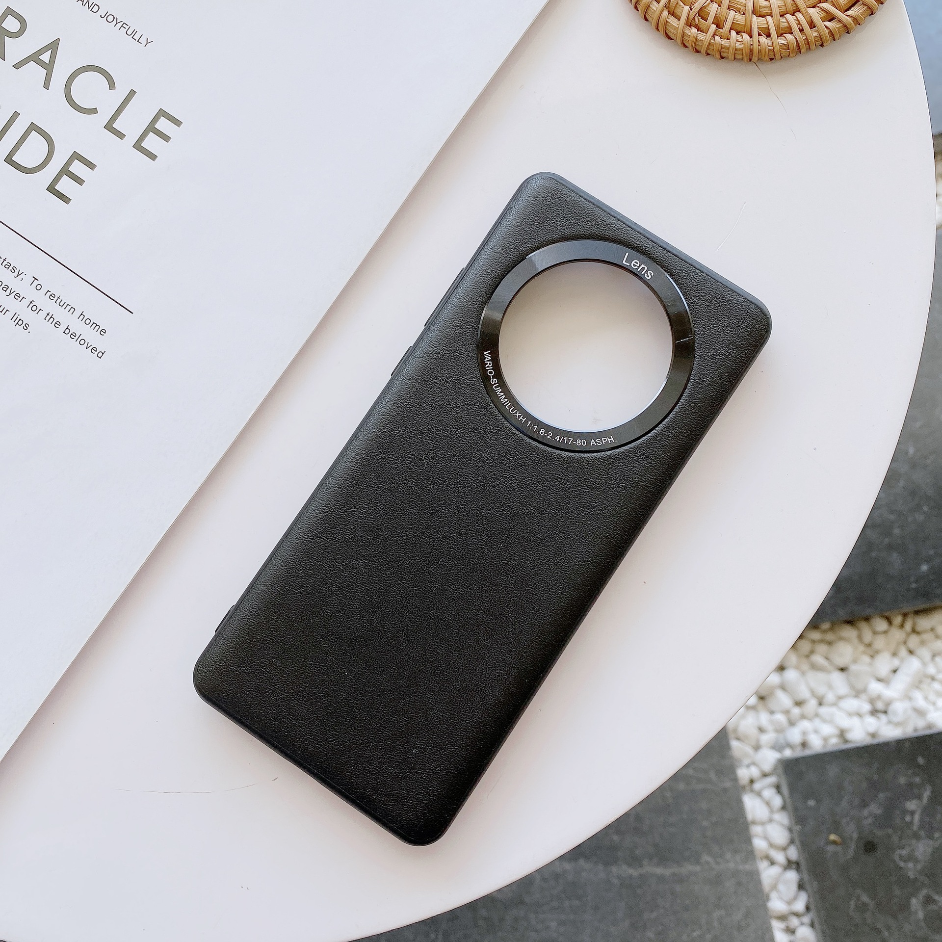 适用华为mate40pro 手机壳p50pro素皮全包金属镜头圈mate30保护套