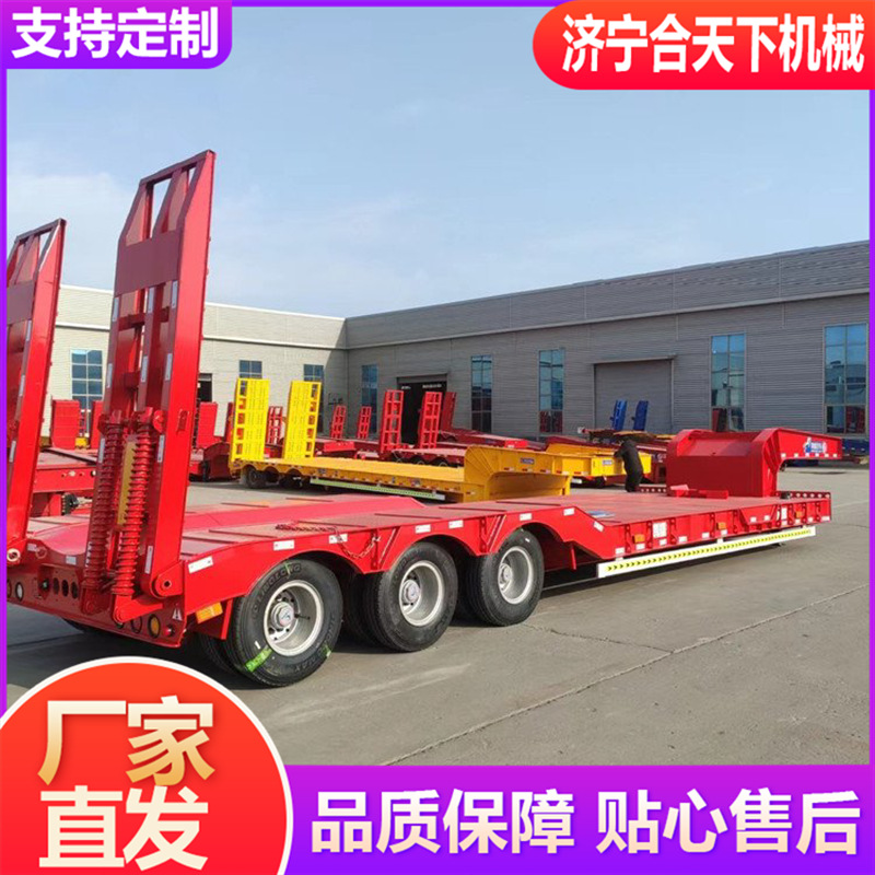 运输半挂车可加单节双节液压爬梯 鹅颈运输半挂车 出口低平板半挂