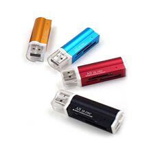 厂家直销四和一USB2.0读卡器 TF/MS/SD/M2四槽铝合金打火机读卡器