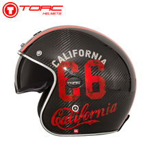 TORC碳纤维复古头盔男女夏季摩托车哈雷半盔特大码机车安全帽批发