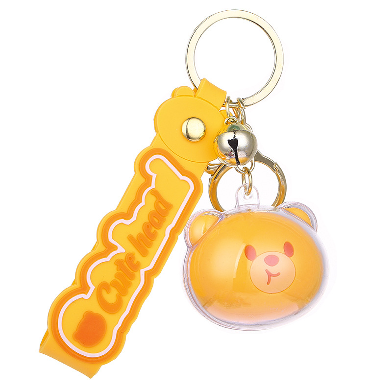 Trending Cartoon Acrylic Panda Head Keychain Frog Bear Couple Bags Pendant Claw Machine Small Gift Wholesale