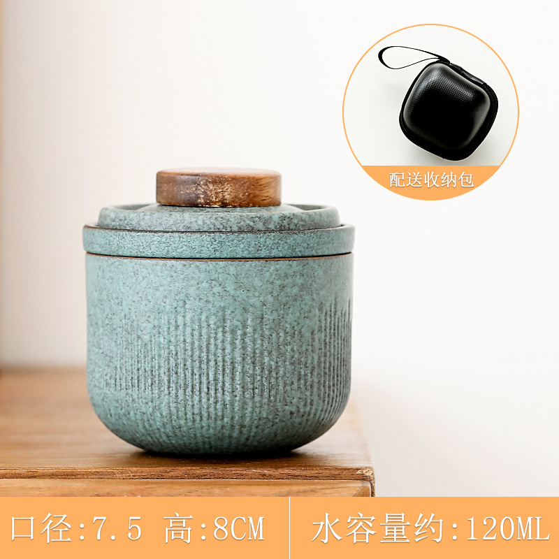 Ceramic Travel Tea Set Outdoor Car Quick Cup One Pot Two Cups Mini Portable Bag Strainer Tea Brewing Cup