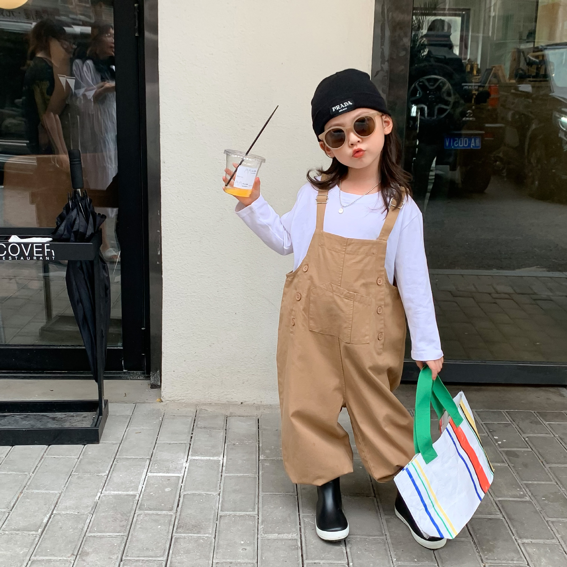 2021秋季新品童装一件代发 男女童韩版休闲背带裤 宝宝宽版裤子