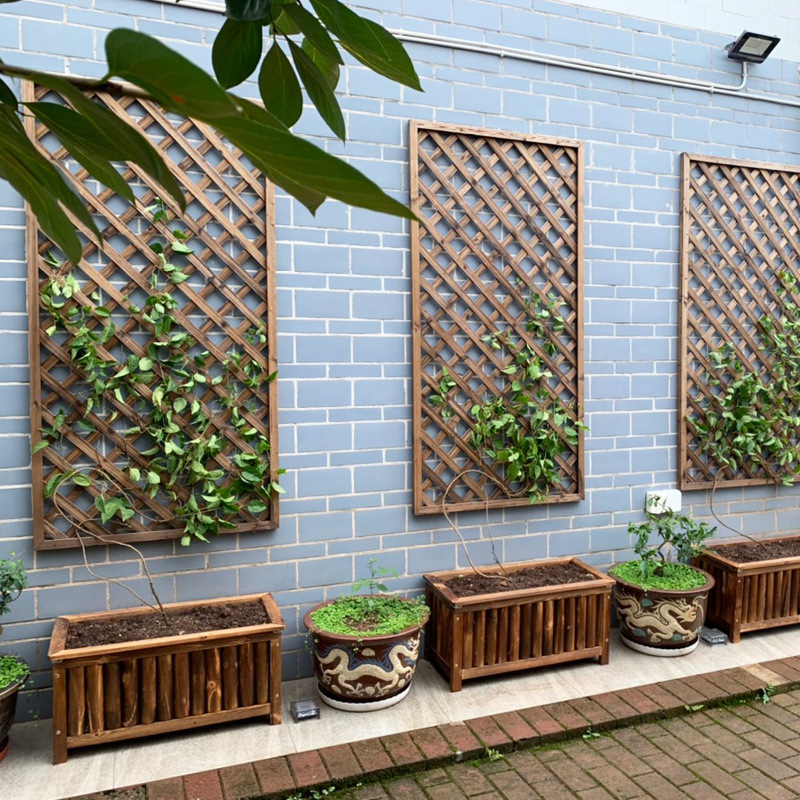 防腐木栅栏护栏阳台室外庭院围栏花园装饰网格栏栅篱笆植物爬藤架