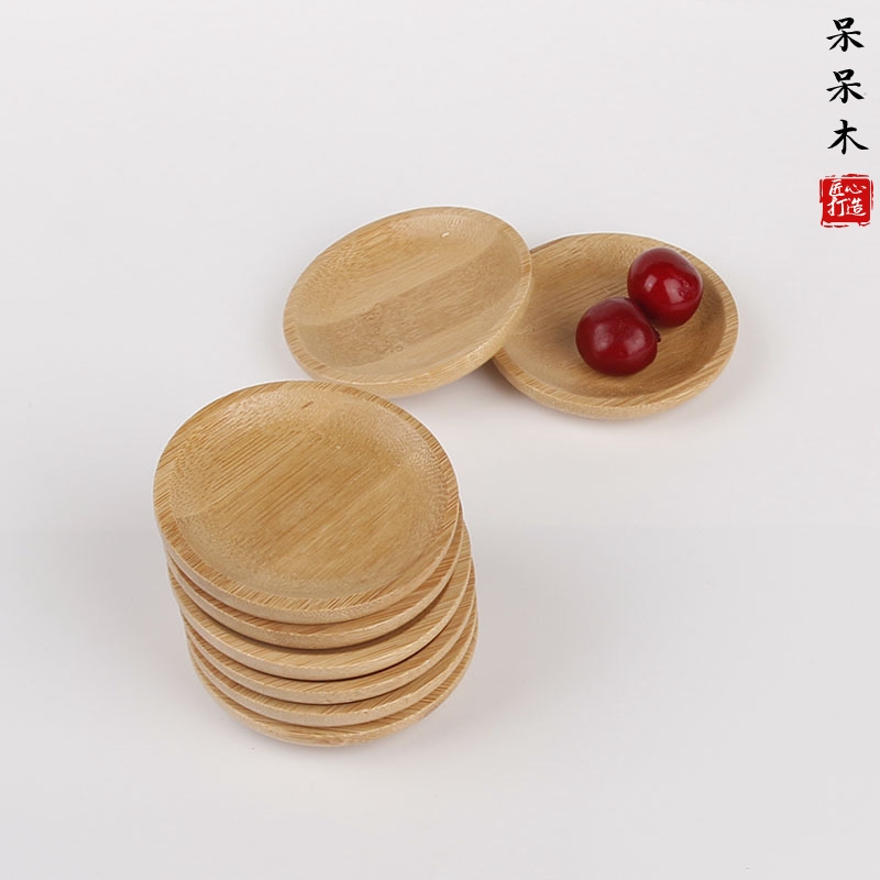 竹制小碟子 寿司酱料碟 寿司套装配件 碳化圆形 竹餐具厂家批发