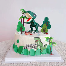 蛋糕装饰热带植物插件立体小草插签可爱恐龙小动物蛋糕玩偶摆件