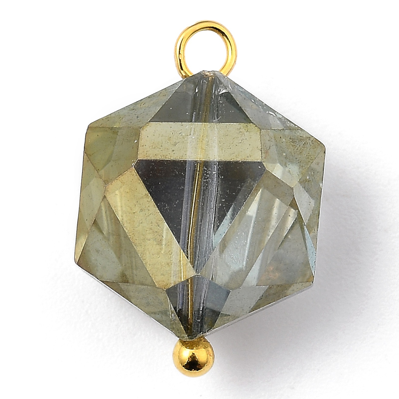 多色时尚六边形半镀仿水钻刻面吊坠 项链手链玻璃坠 diy饰品配件