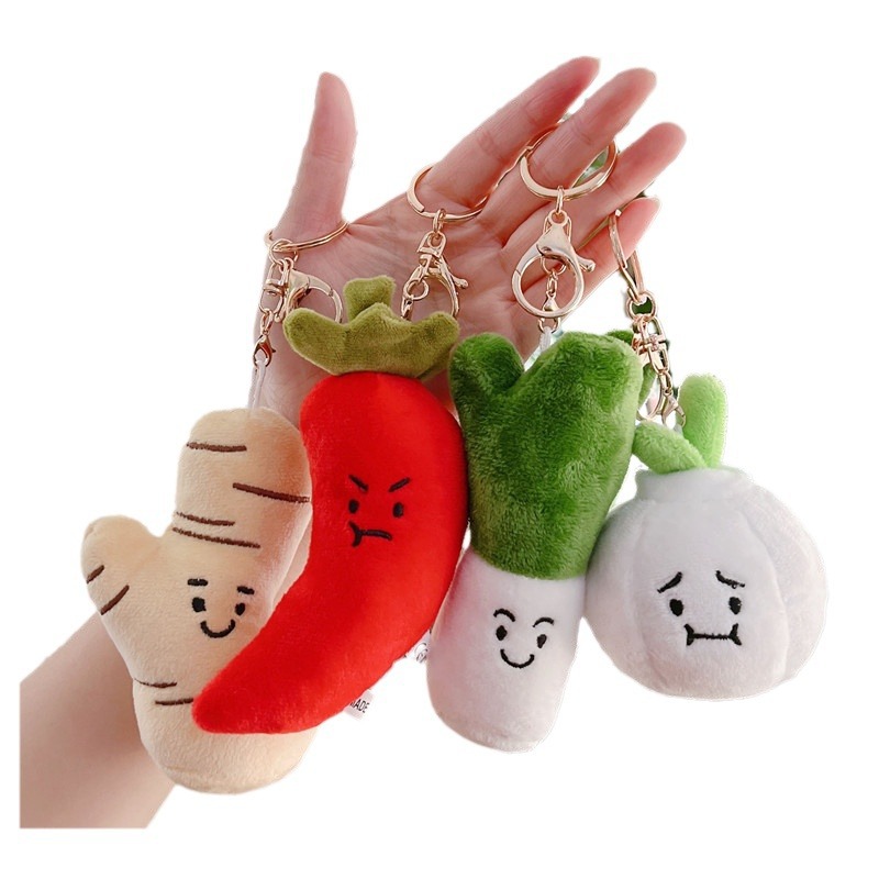 Cute Vegetable Doll Ginger Garlic Cloves Small Pendant Chili Green Chinese Onion Claw Machine Doll Boutique Instafamous Plush Toy