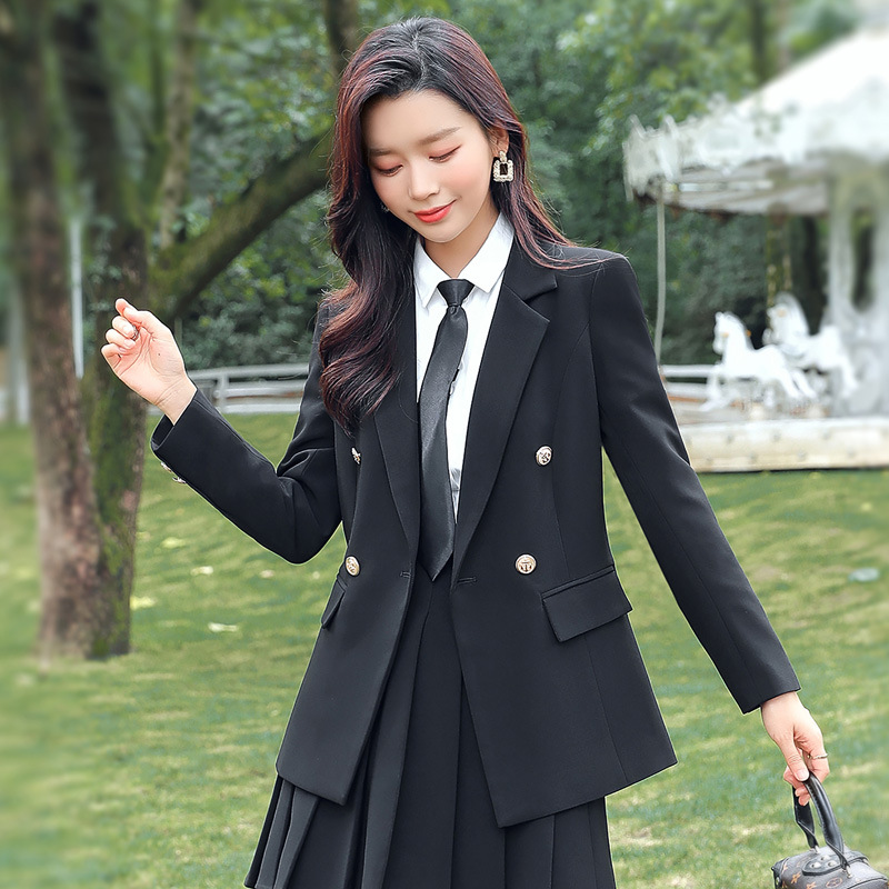 日系学院风西装套装女秋装大学生正装教师小西服套裙百褶裙jk制服