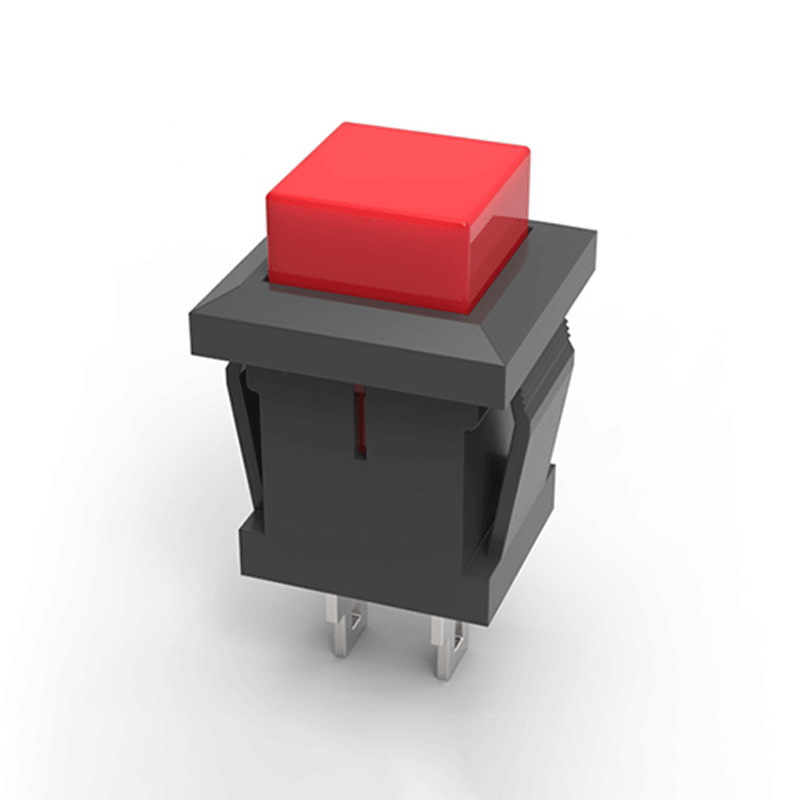 红黑色方形按钮开关pu05-01自锁无锁12mm按键开关复位