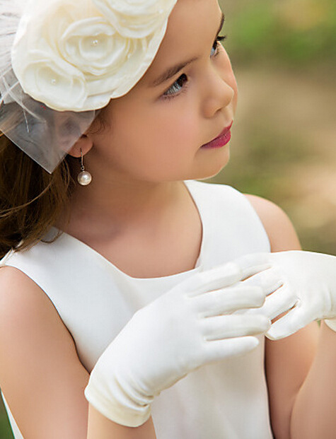 女童公主裙婚纱礼服手套儿童白色五指短款手套 婚礼花童小手套美