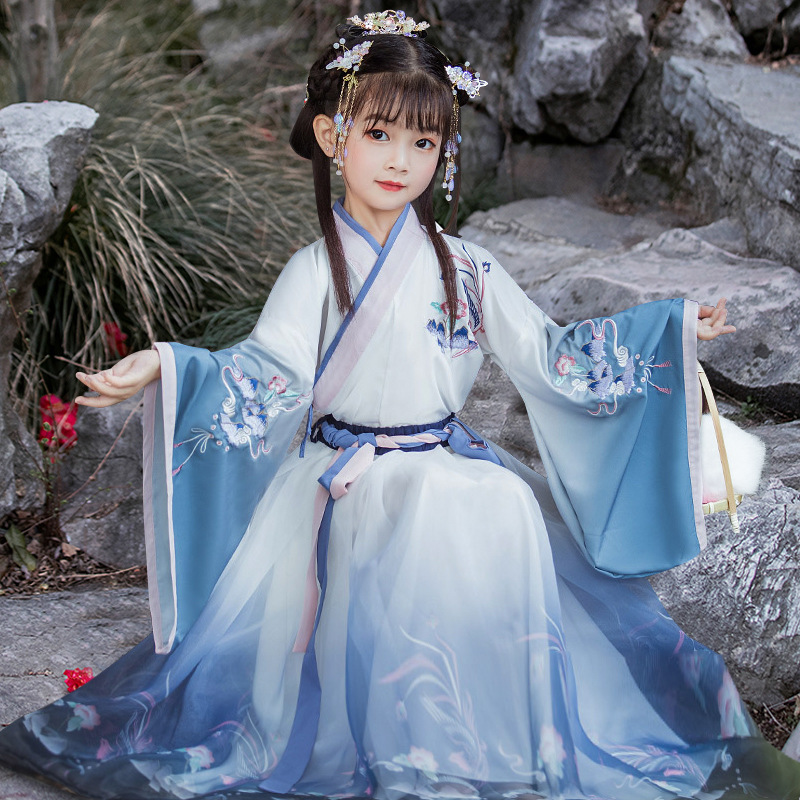 女童汉服秋装古装女大童春秋风超仙秋季儿童古风服装秋冬