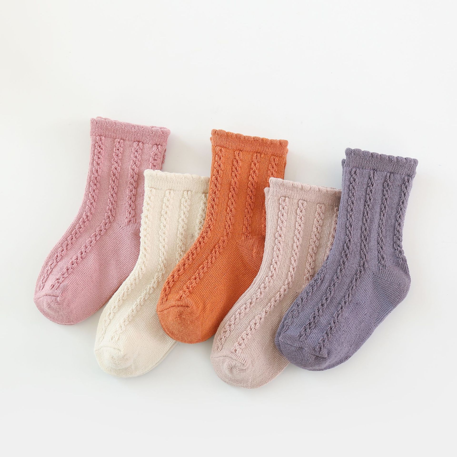 女童袜春秋棉袜儿童中筒袜秋冬款小女孩宝宝提花8字麻花日系花边