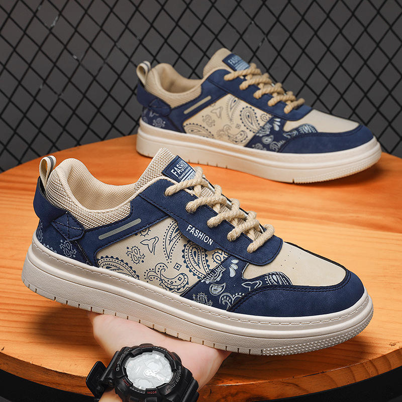 Live Broadcast Men's Shoes 2023 New Paisley Shoes Men's Fashion Shoes All-Match Fashion Low Top Canvas Sports Board Shoes H05