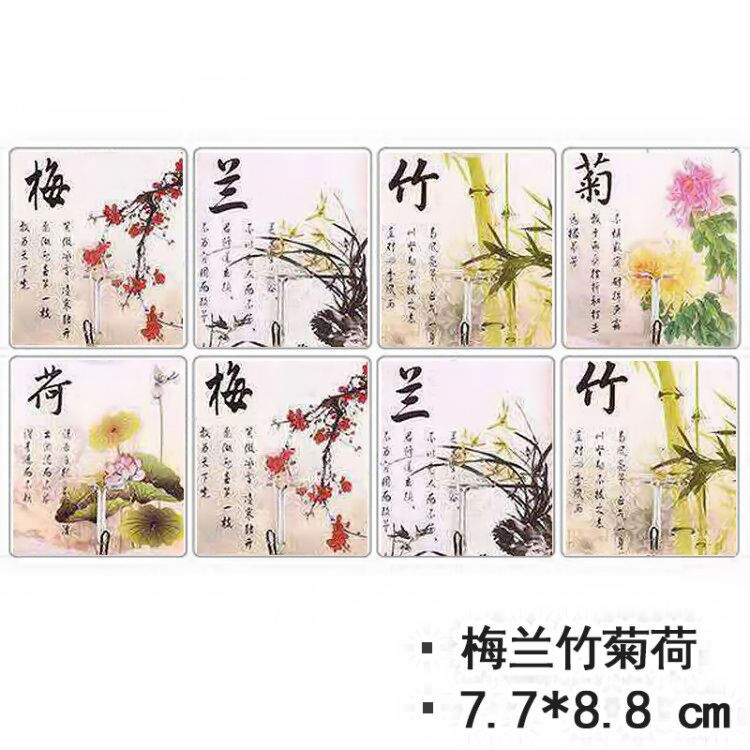 factory direct pattern hook plum orchid bamboo chrysanthemum strong seamless paste wall sticky hook punch-free hanger behind the door