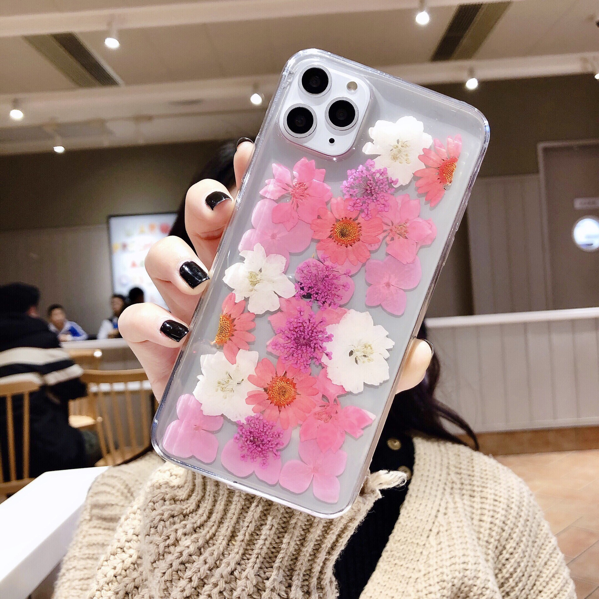 适用ip12 max滴胶闪粉干花xr彩色菊花手机套潮牌厂家制作手机壳