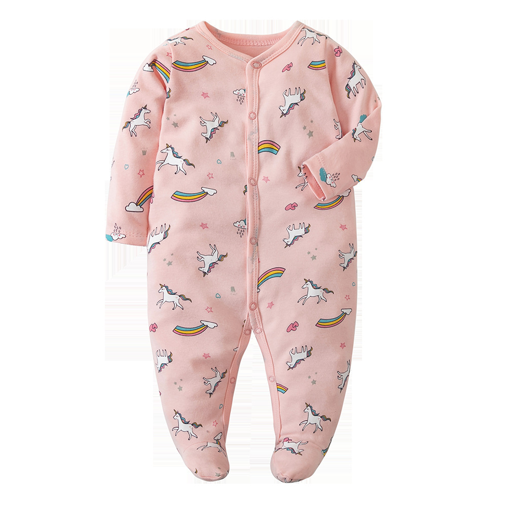 Factory Wholesale Baby Jumpsuit Foot-Wrapped Romper Newborn Baby Jumpsuit Bottom-Covering Rompers Autumn and Winter Pajamas Baby Clothes