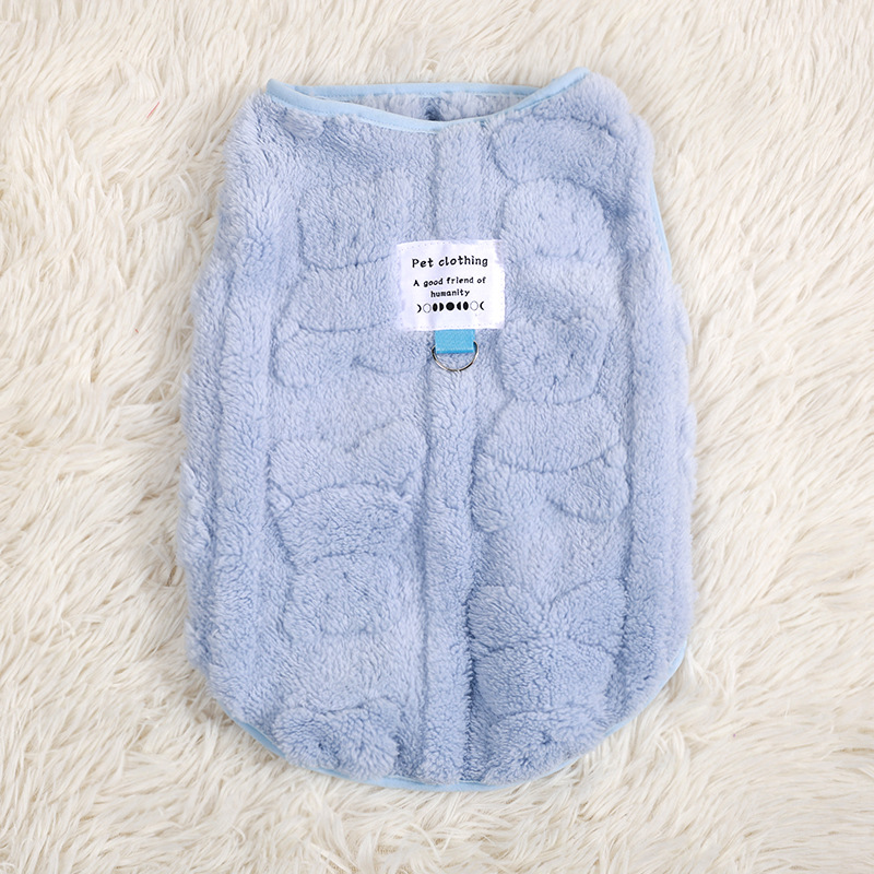 Autumn and Winter Dog Macaron Series Traction Simple Style Solid Color Pet Vest Fluffy Jacket Cat Warm Clothes