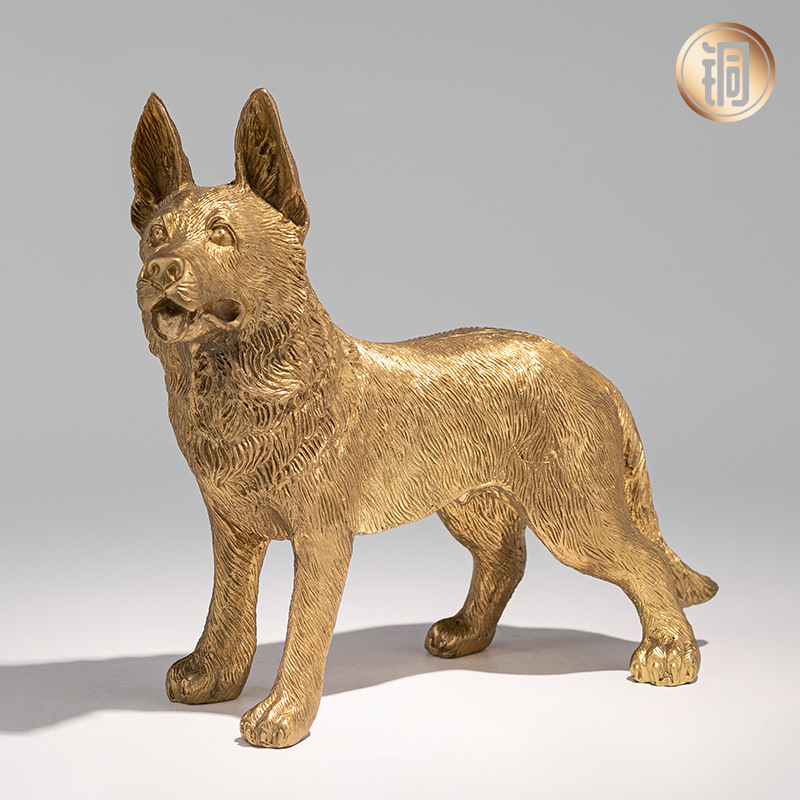 铜狗摆件 全铜狼狗看门狗贵犬护运守财工艺品家居招财办公室装饰
