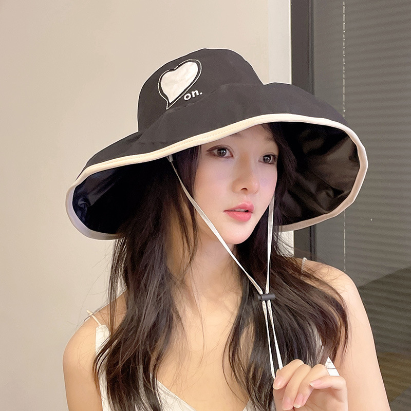 Ins Big Brim Sun-Proof Bucket Hat Spring Summer Sun Hat Outdoor Travel Seaside Face-Covering Hat Uv Protection